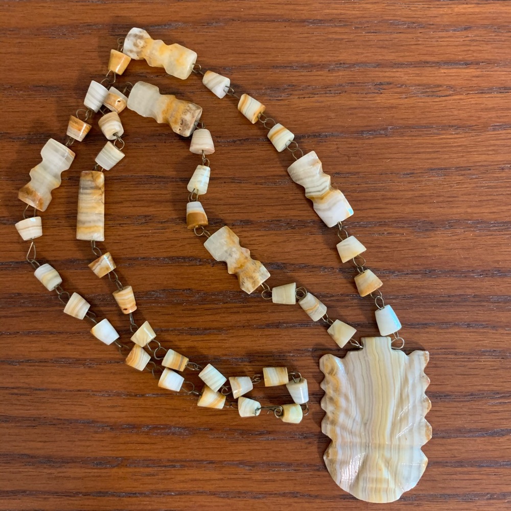 Crazy Lace Agate Beaded Necklace Orange Cream
